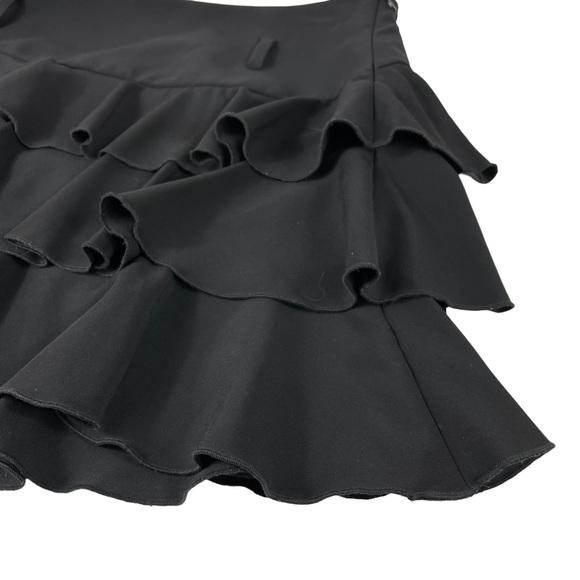 Express Design Studio Black Layered Ruffled MIDI Cocktail Skirt Spandex Blend 0 - Picture 6 of 12